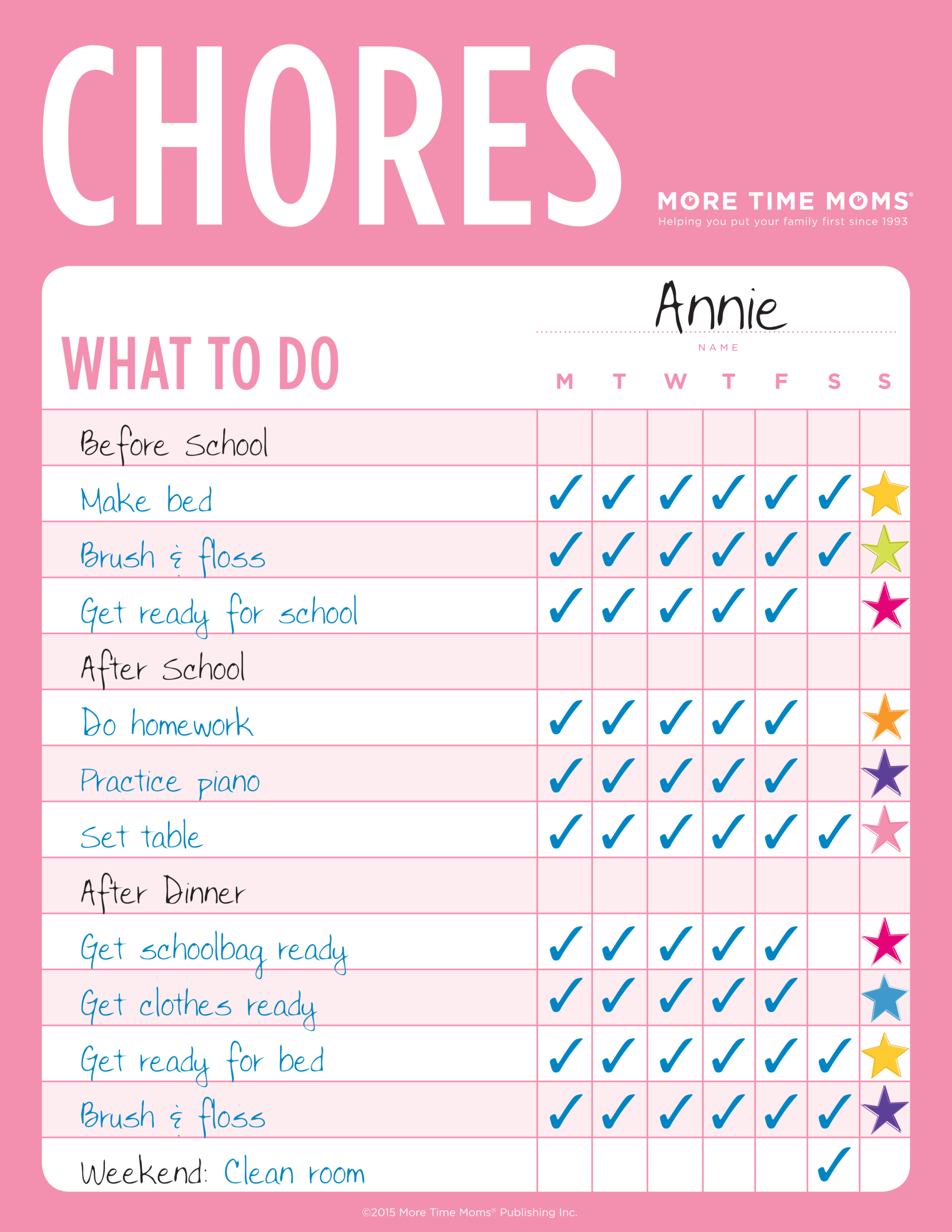 weekly chore chart examples