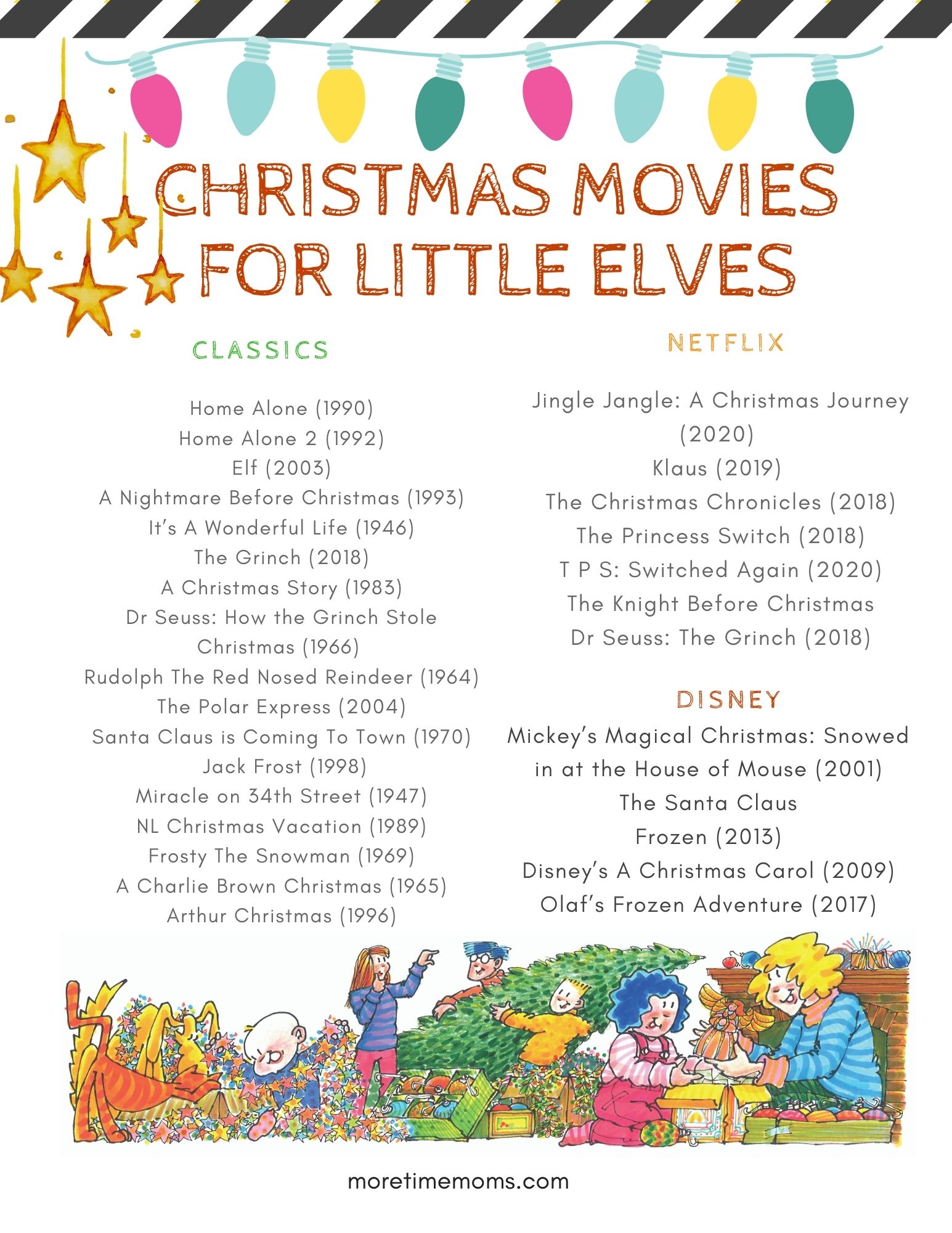 40 Best Family Christmas Movies to Watch in December/ Free Printable